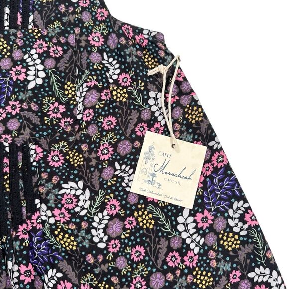 NWT Caffe Marrakech Size M Floral Print Button Front Sleeveless Collar Blouse - Picture 7 of 11
